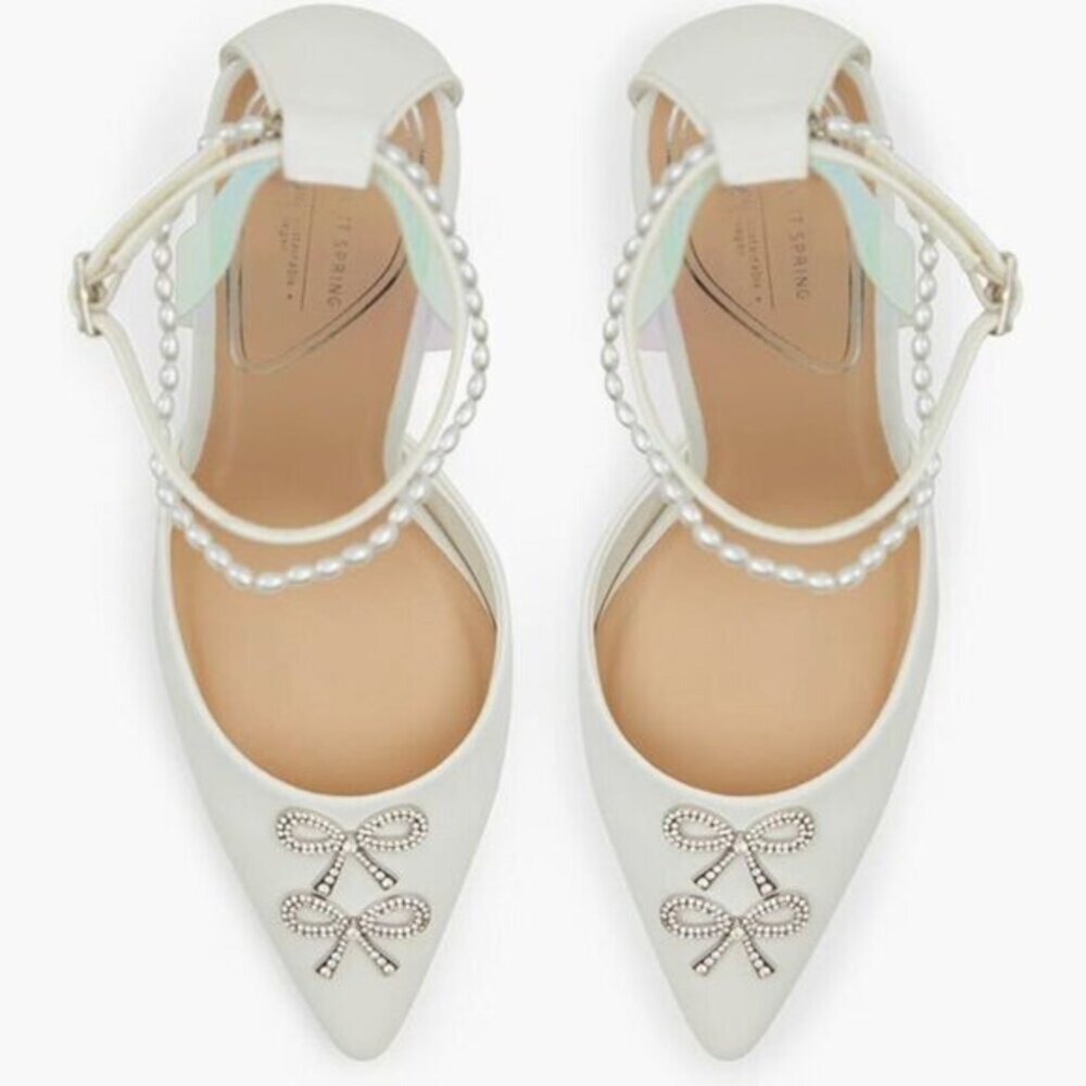 Call It Spring Silver Crystal Embellished Pointed Toe Sparkling Pump 6 - Picture 2 of 8
